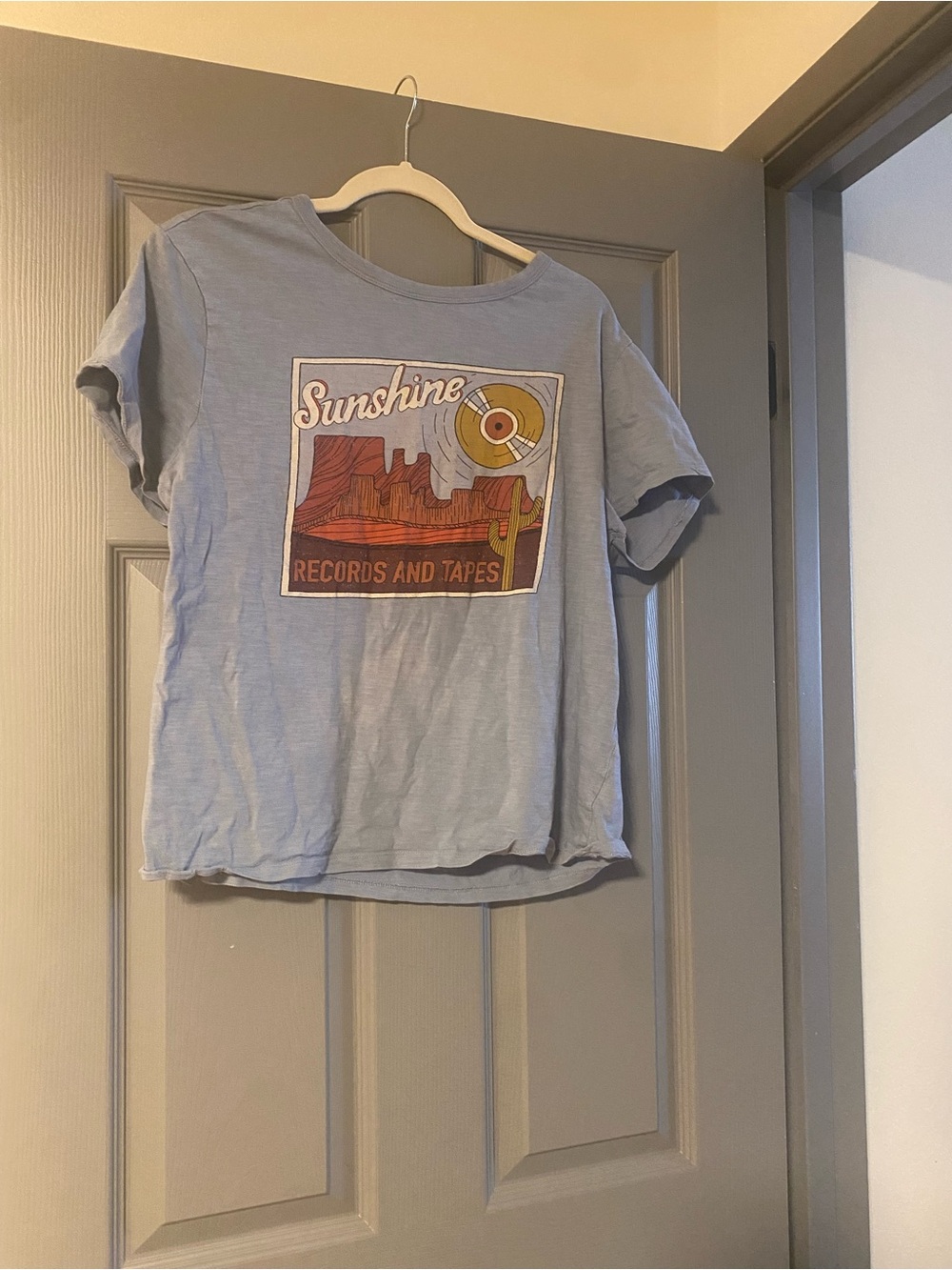 Sunshine Records & Tapes Light Blue Graphic Tee organic cotton